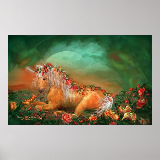 Poster Unicorne De L'Affiche D'Art Rose/Impression (Devant)