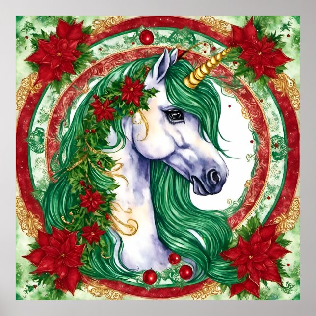 Poster Unicorne de Noël (Devant)