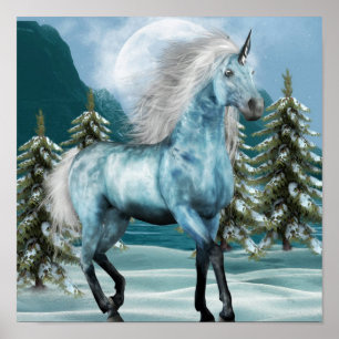 Poster Unicorne en clair de lune