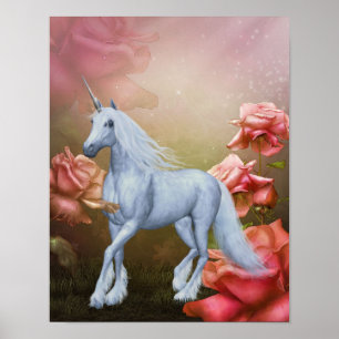 Poster Unicorne Et Rose Imaginaire Cheval Art