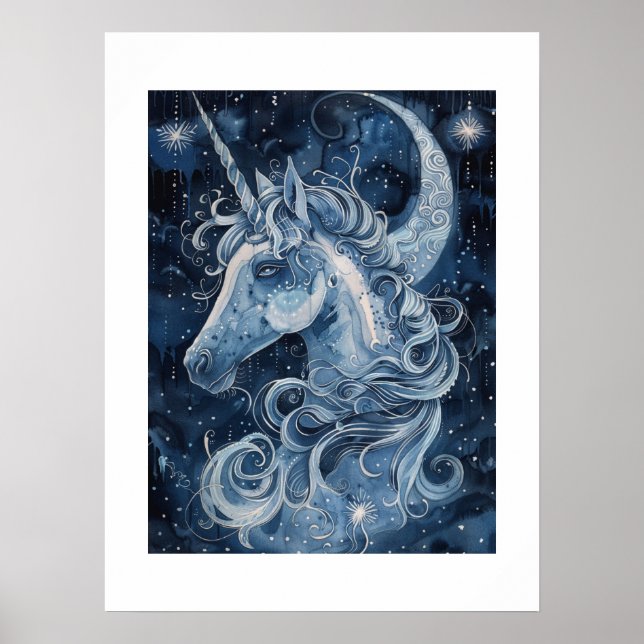 Poster Unicorne forestière enchantée (Devant)