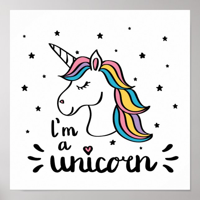 Poster Unicorne | Je suis une licorne (Devant)