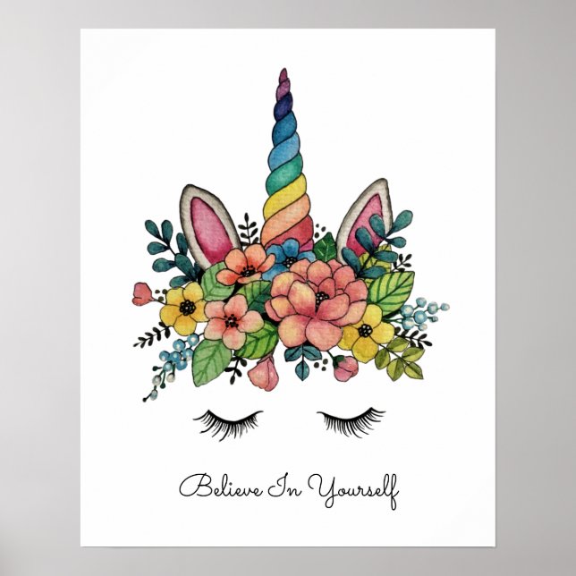 Poster Unicorne Lashes Avec Rainbow Horn (Devant)