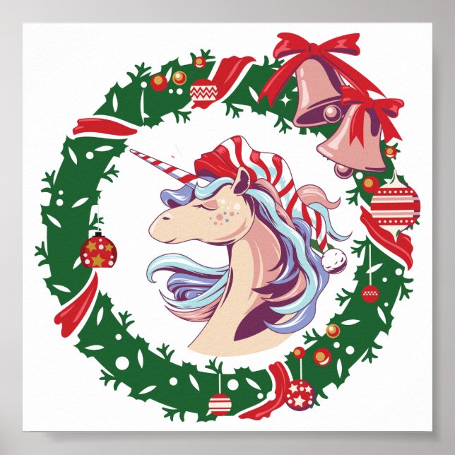 Poster Unicorne magique de Noël (Devant)