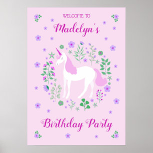 Poster Unicorne rose Faux Parties scintillant rose Annive