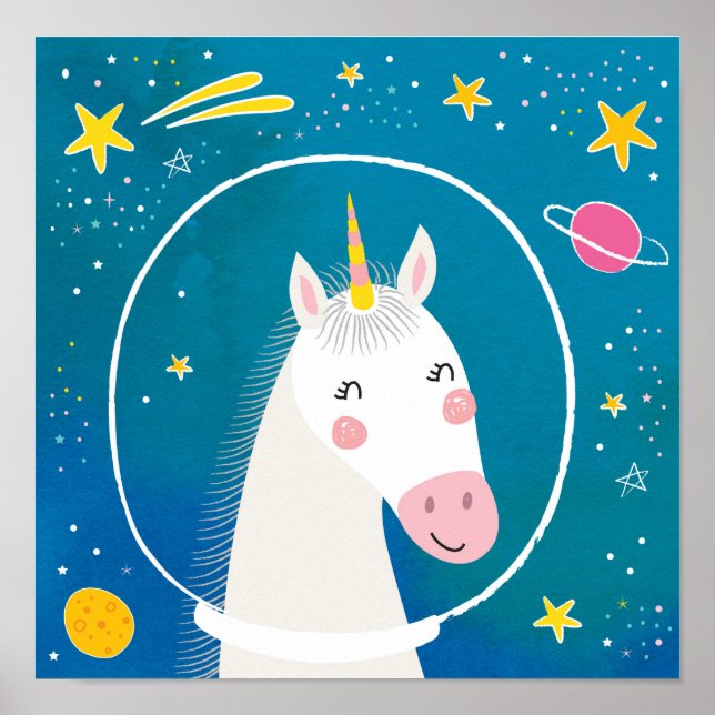 Poster Unicorne spatiale (Devant)