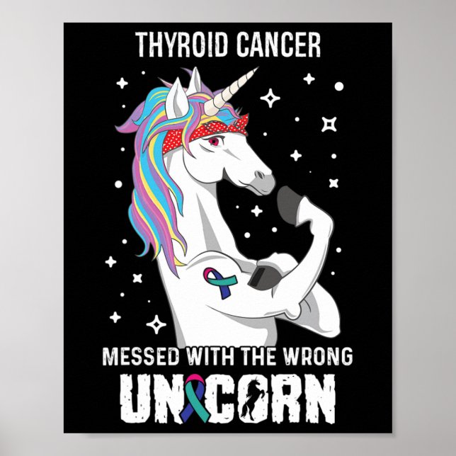 Poster Unicorne - Thyroïde Cancer Sensibilisation au ruba (Devant)