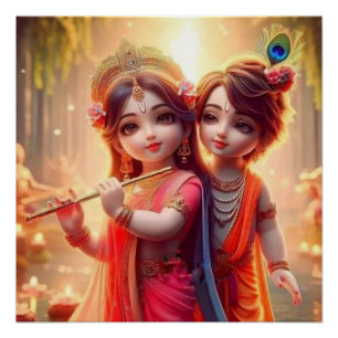 Poster Union céleste : Amour éternel de Radha-Krishna