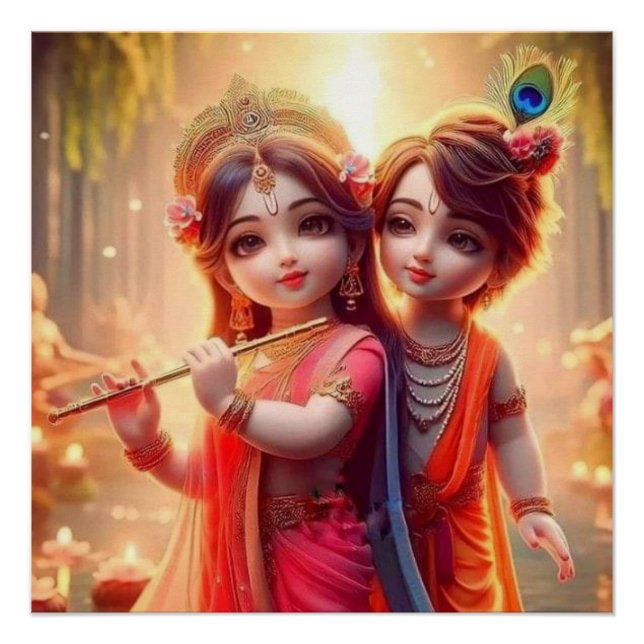 Poster Union céleste : Amour éternel de Radha-Krishna (Devant)