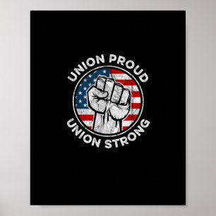 Poster Union Fière Union Forte drapeau américain - Travai