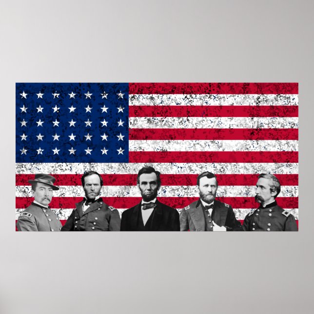 Poster Union Heroes et le drapeau américain (Devant)