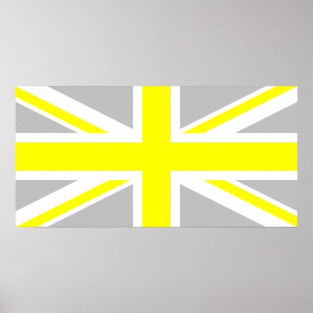 Poster Union Jack gris clair et jaune (Devant)