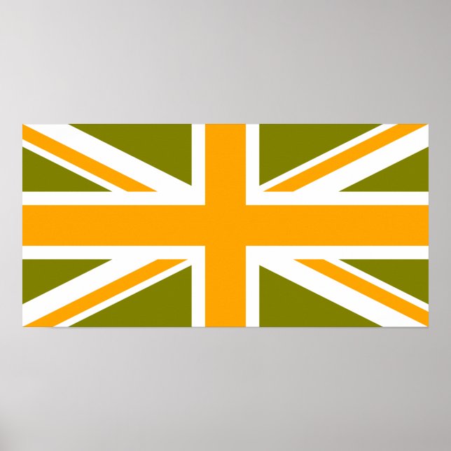 Poster Union Jack orange et olive (Devant)