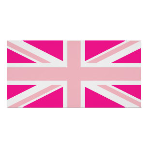 Poster Union Jack Rose Foncé