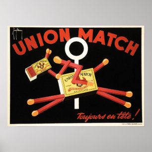 Poster UNION MATCH Bruxelles Belgique Match Sticks Art D