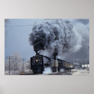 Poster Union Pacific, no 844 et no 3985, quittant Win