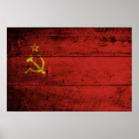 Union Soviétique Flag on Old Wood Grain