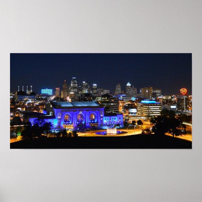 Poster Union Station à Blue, Kansas City (19x10) (Devant)