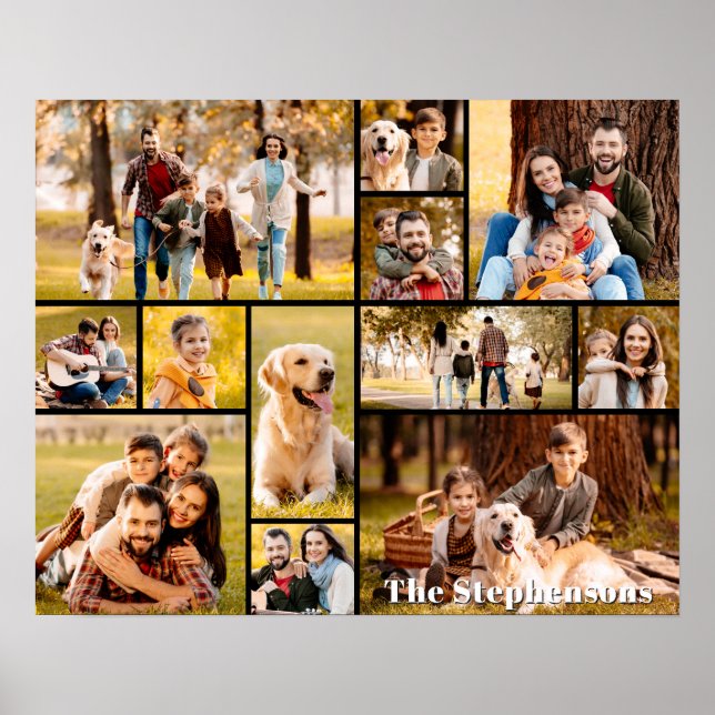 Poster Unique 12 Photo Nom Collage Simple (Devant)