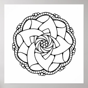 Poster unique de coloriage pour adultes Mandala