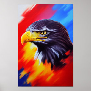 Poster Unique Elegant Majestic Eagle Art numérique arc-en