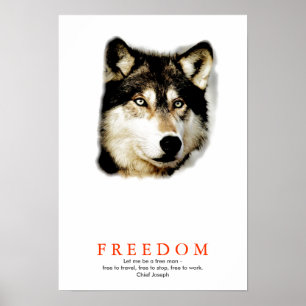 Poster Unique Freedom Motivational Wolf Imprimer