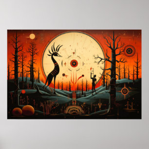 Poster Unique Kokopelli Abstrait