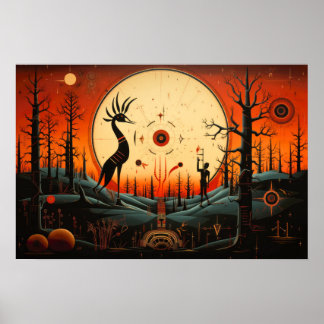 Poster Unique Kokopelli Abstrait