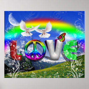 Poster Uniquely Designed Surreal Peace and Love Art
