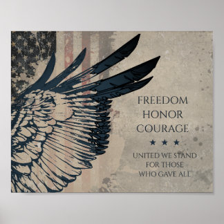 Poster Unis Nous Tenons Grunge Aigle Patriotique Art