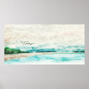 Poster Unité de la Terre et de l'Eau Misty Paysage
