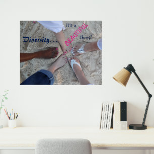 Poster Unité ! Diversité ethnique Rum Point îles Caïmans