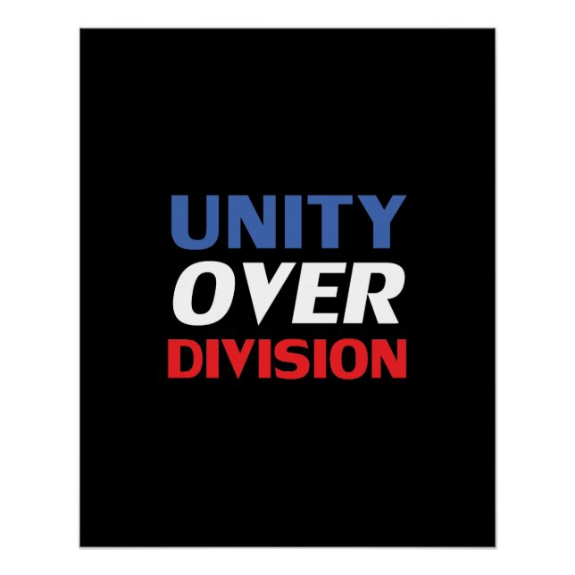 Poster Unité sur division - rouge, blanc, bleu, noir (Devant)