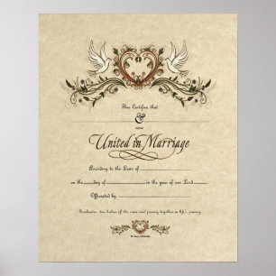 Poster "United in Marriage" Ornate Wedding Certificate