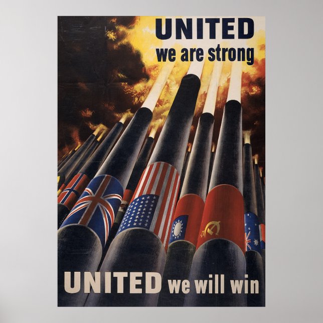 Poster United We Are Strong United We Will Win (Devant)