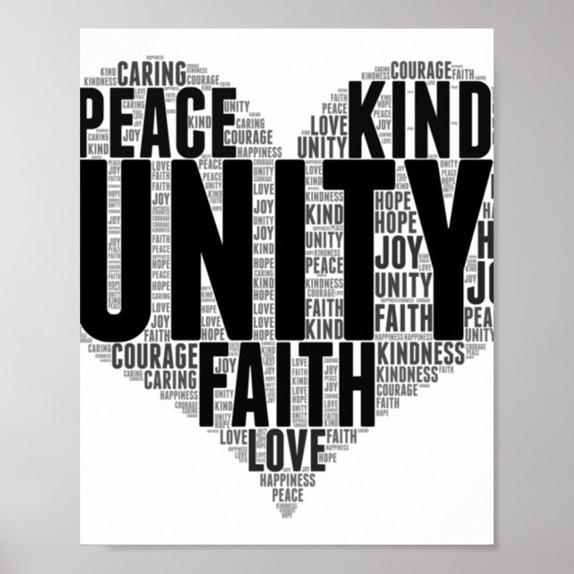 Poster Unity Wordcloud Be Kind Stop Buller Orange Unity (Devant)