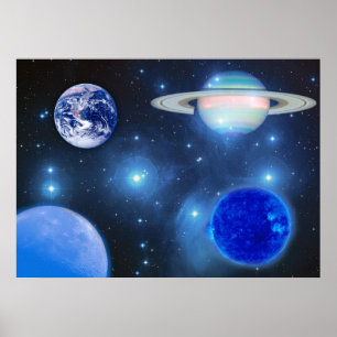 Poster Univers bleu
