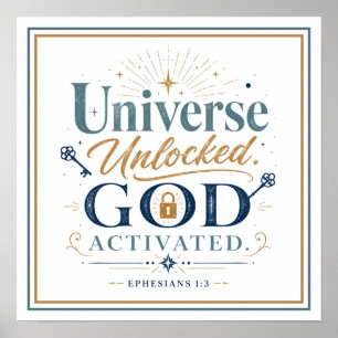 Poster Univers débloqué Dieu activé Citations spirituelle