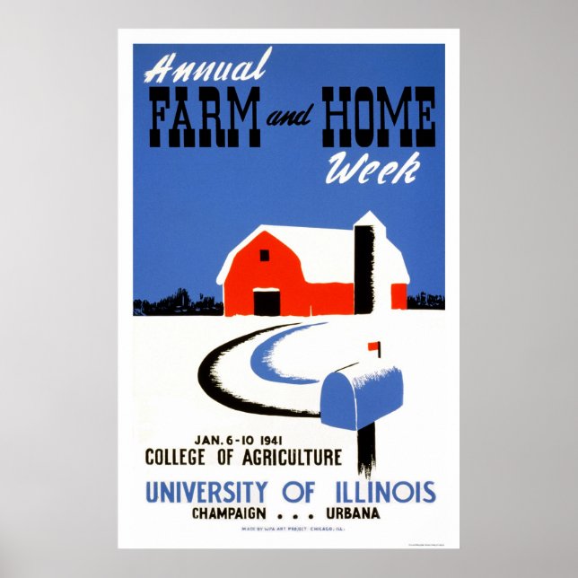 Poster Université Illinois Farm 1941 WPA (Devant)
