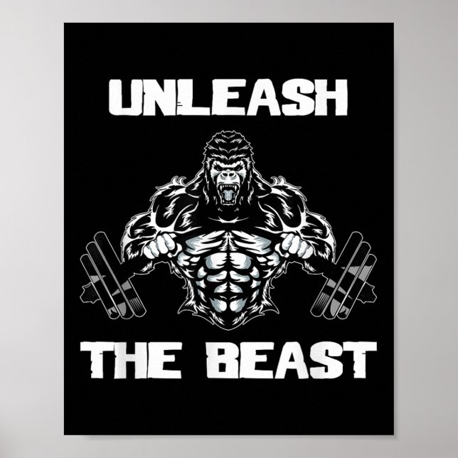 Poster Unleahe Gorilla Bodybuilding Motivational Gift  (Devant)
