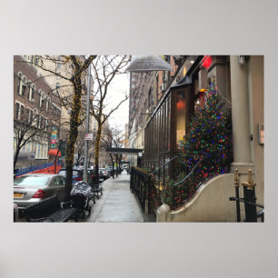 Poster Upper West Side NYC Neige Feux de Noël New York