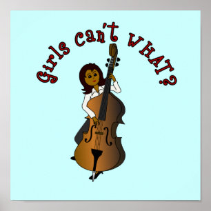 Poster Upright String Double Bass Player Woman