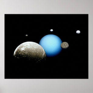 Poster Uranus and Moons NASA Planet