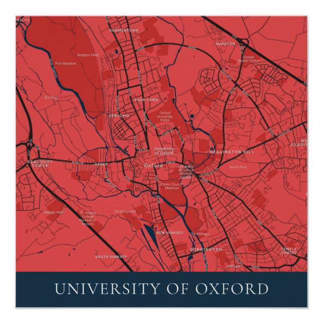 POSTER URBAN RED NAVY OXFORD UNIVERSITY UK PASSERELLE (Devant)