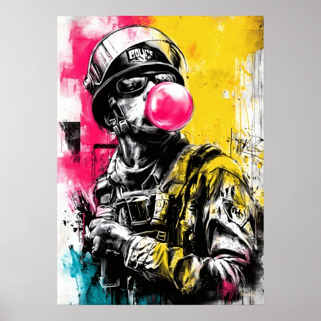 Poster Urban Tactical Figure With Bubblegum Contemporary  (Devant)