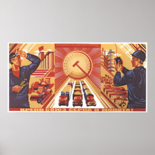 Poster URSS CCCP Guerre froide Union soviétique Propagati