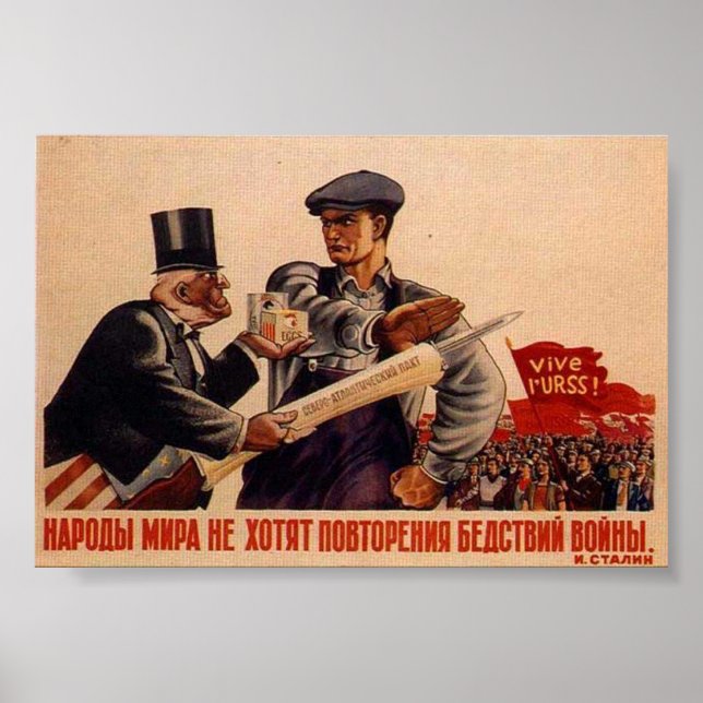 Poster URSS CCCP Guerre froide Union soviétique Propagati (Devant)