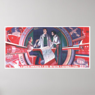 Poster URSS CCCP Guerre froide Union soviétique Propagati