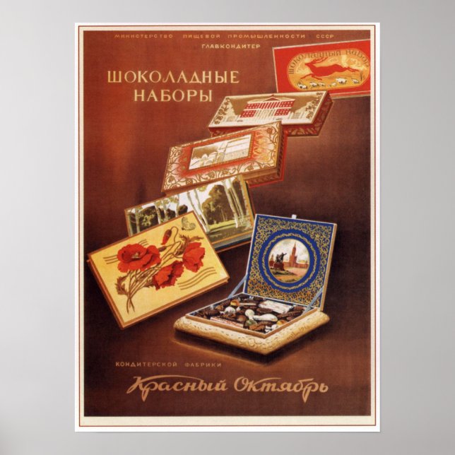 Poster URSS Jeux de chocolat soviétique Publicité 1950 (Devant)