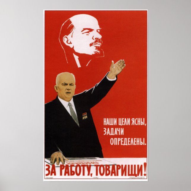 Poster URSS Propagande soviétique Nikita Khrouchtchev 196 (Devant)